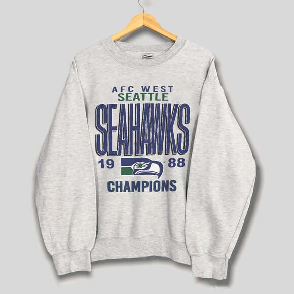 Vintage Seattle Seahawks 1988 AFC West Football Sweatshirt, Seahawks Shirt Tee - Picture 1 of 2